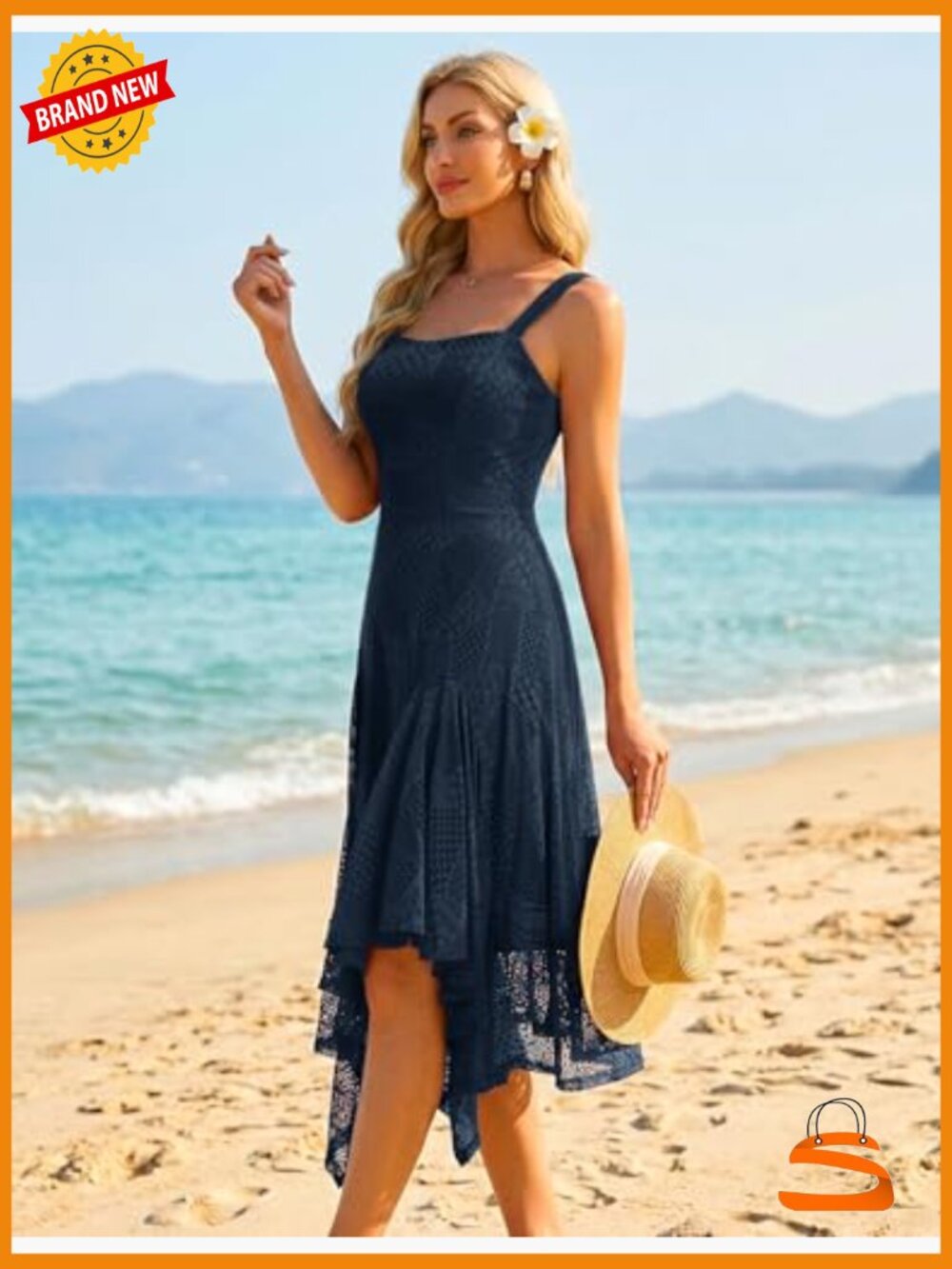 Sleeveless Lace Fit & Flare Midi Dress with Side Slit - Lightweight - Picture 3 of 7